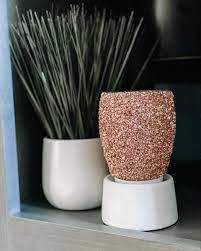 Glitter Rose Gold Scentsy Mini Warmer with Tabletop Base