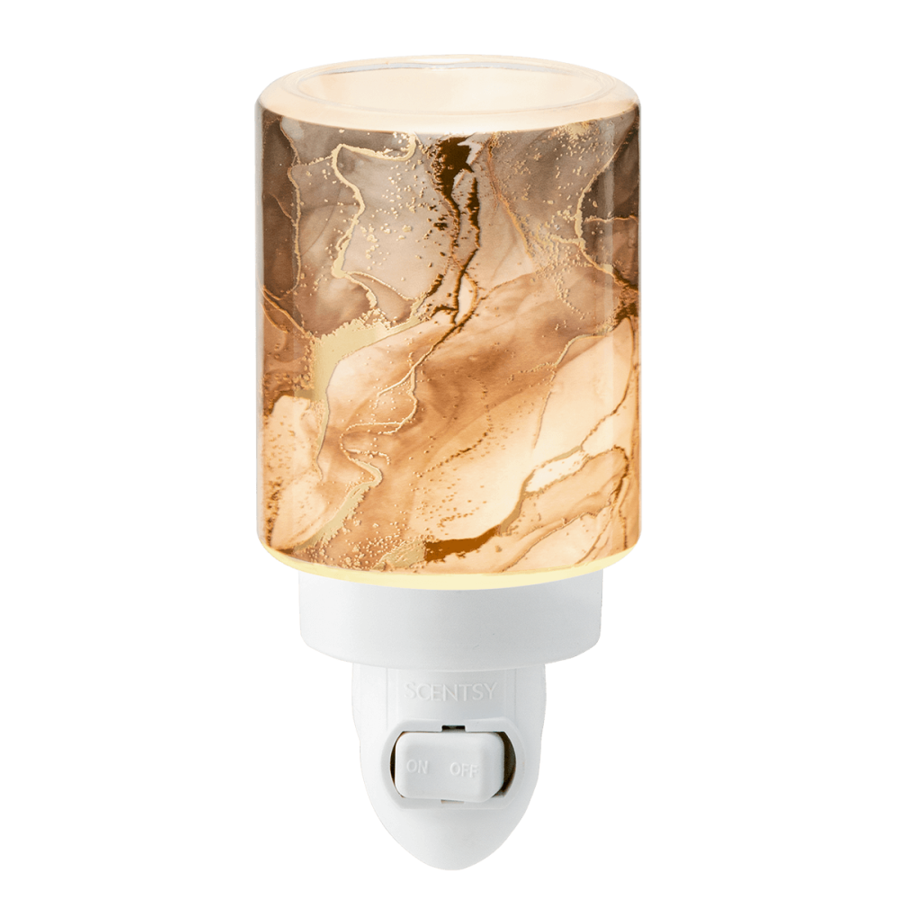 Gold Cracked Marble Scentsy Mini Wax Warmer with Wall Plug