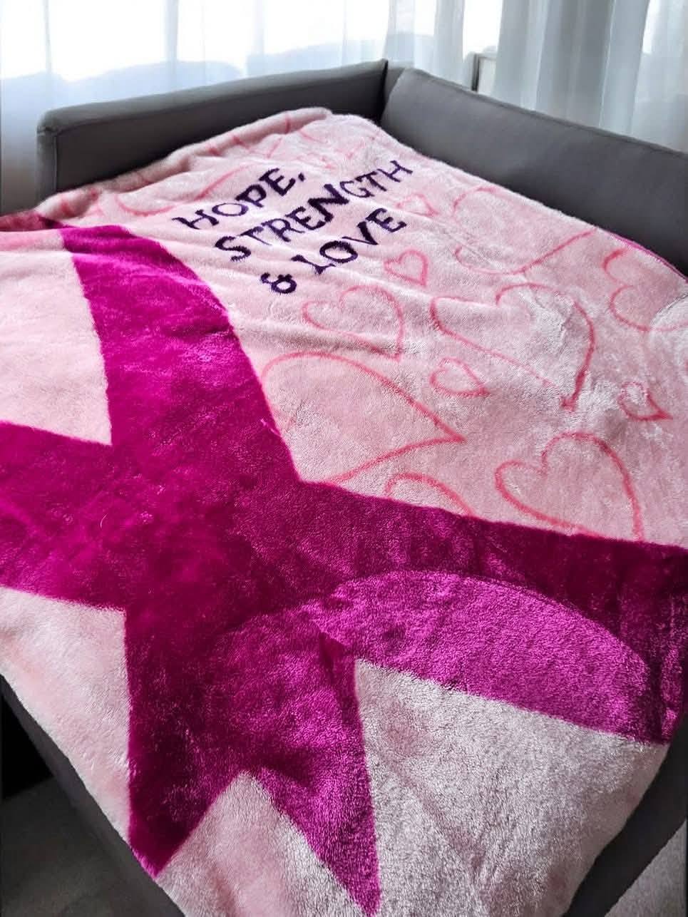 Scentsy Cozy Pink Ribbon Blanket size large