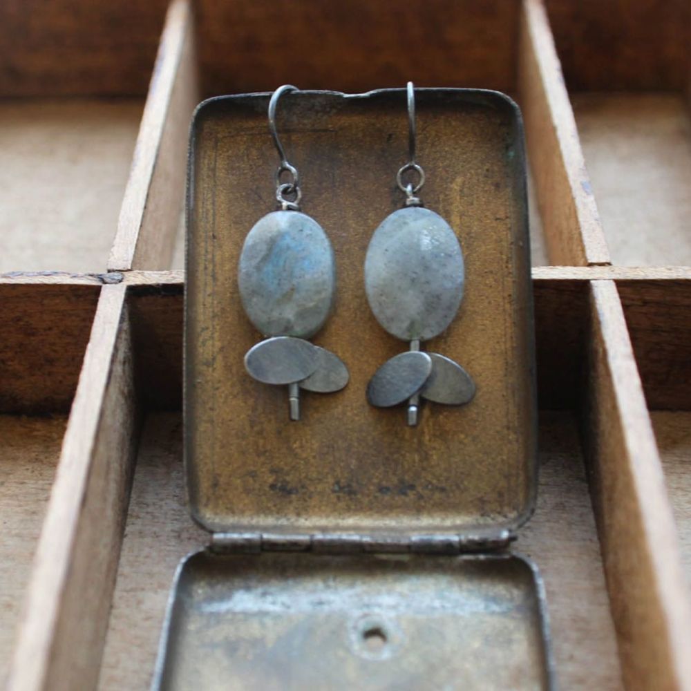 Overlapping Ovals + Bead Earrings 
