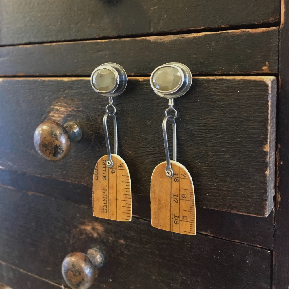 Sapphire, Ruler Arch + Paddle Earrings