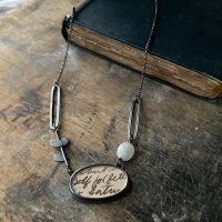 Oval Postcard, Overlapping Ovals + Stick, Stone + Lozenges Necklace
