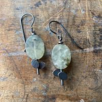 Overlapping Ovals + Stones Earrings 