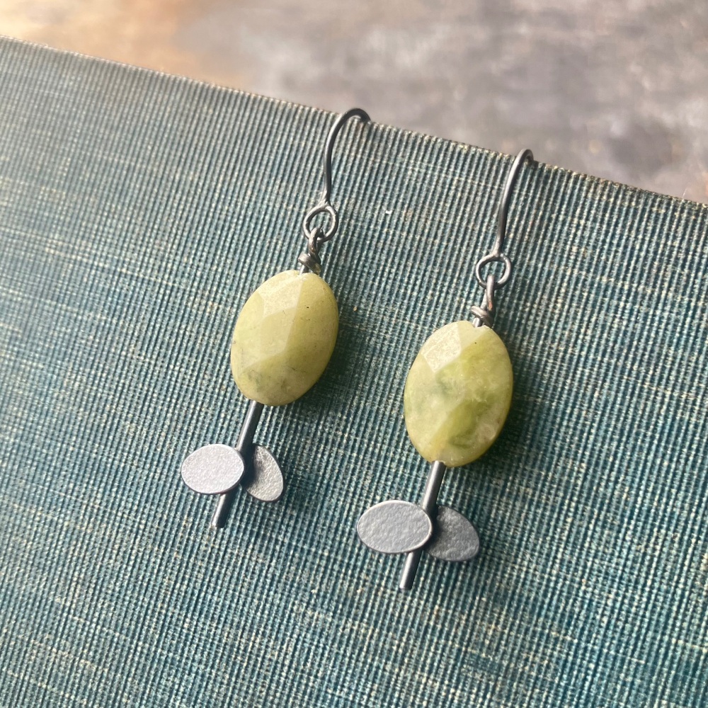 Overlapping Ovals + Stones Earrings