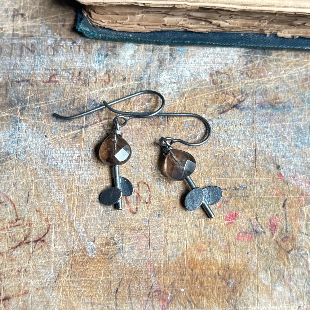 Overlapping Ovals + Stones Earrings