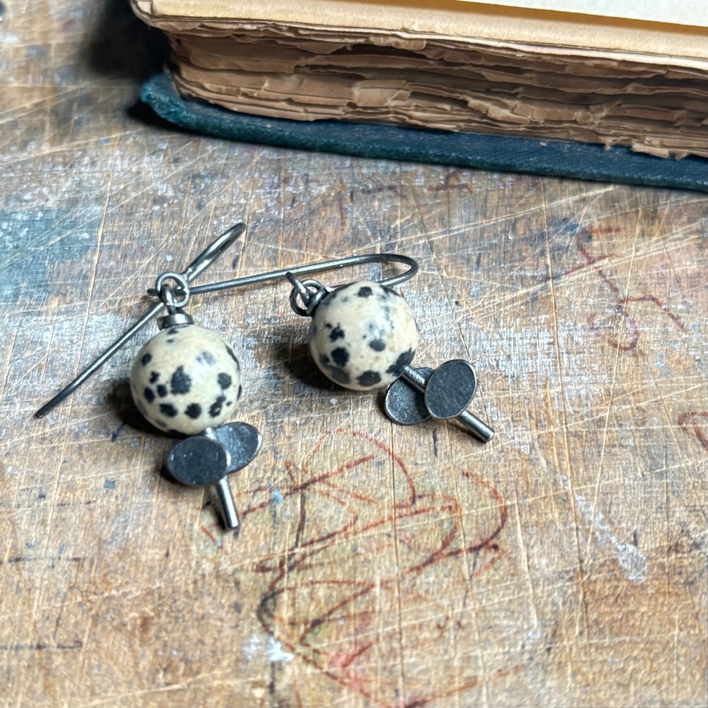 Overlapping Ovals + Stones Earrings