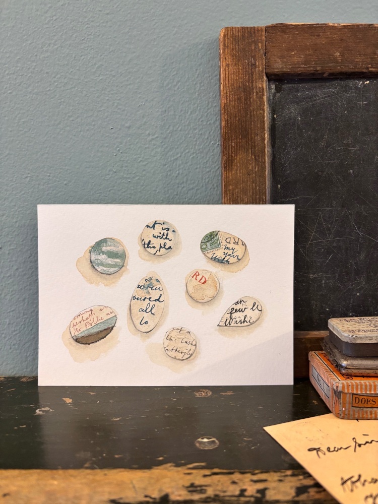 Cut pieces of vintage postcard