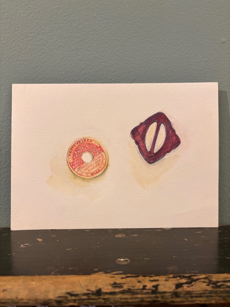 Milk bottle top + vintage buckle