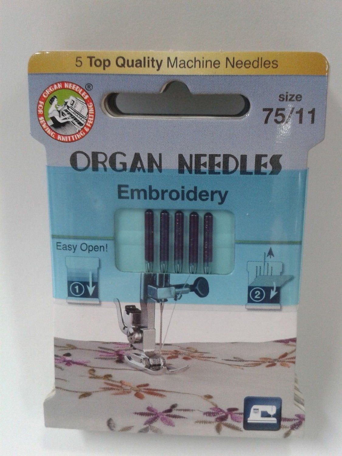 2 PACKS OF 5 75/11 RED EMBROIDERY NEEDLES