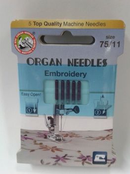 2 PACKS OF 5 ---- 75/11 RED EMBROIDERY NEEDLES