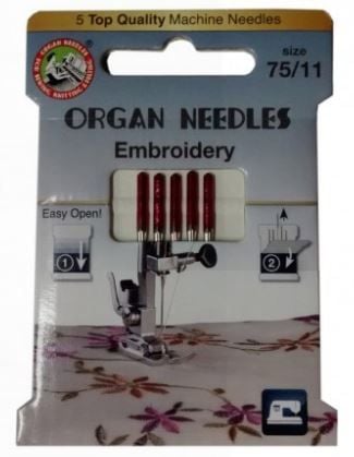 10 PACKS OF 5 ---- 75/11 RED EMBROIDERY NEEDLES