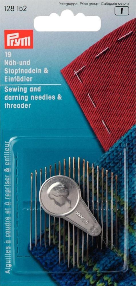 Prym hand  sewing & darning needles with threader