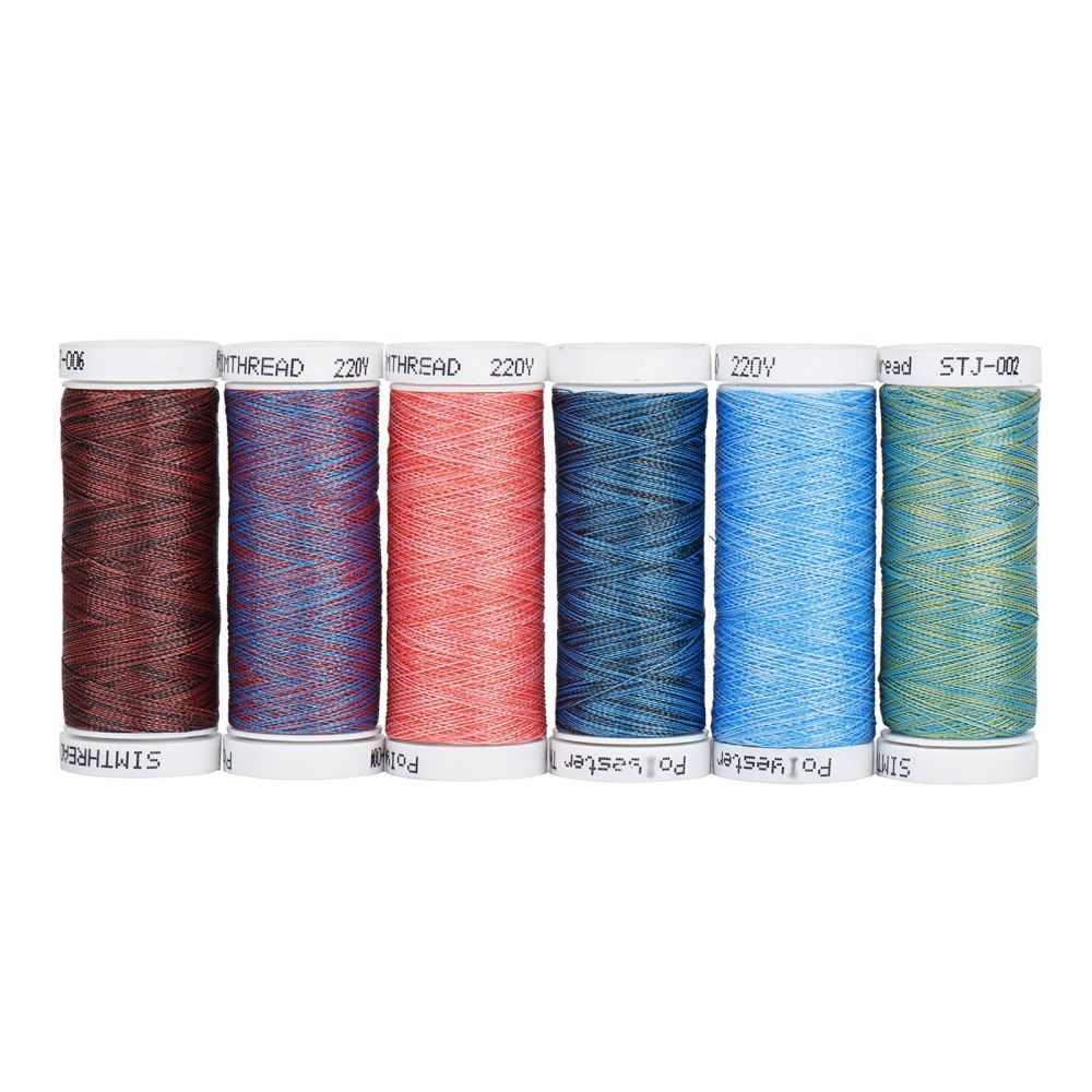 NEW - set of 6  Multicolour threads, for quilting, sewing and embroidery 220m spools