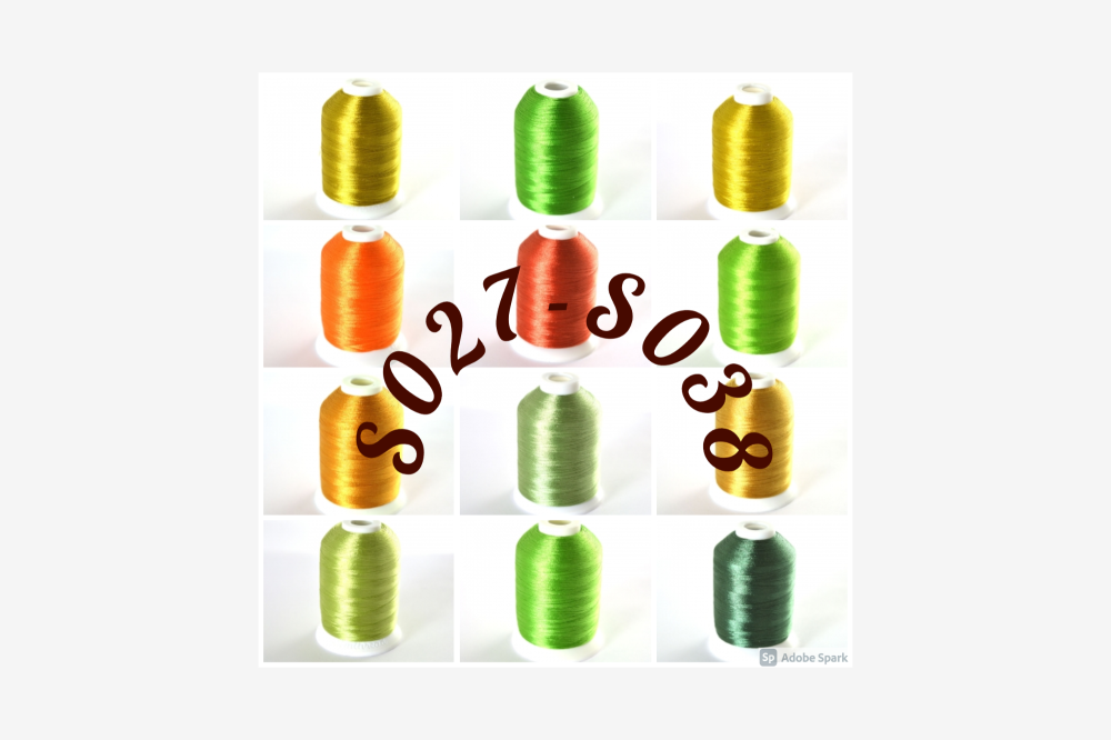 <!-- 008 -->12 colours S027-S038  from 120 thread set - build up your colle