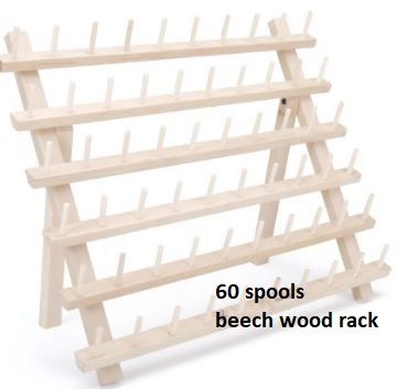 Wood Thread Stand Rack Holds Organizer Wall Mount 60 Spool Cone