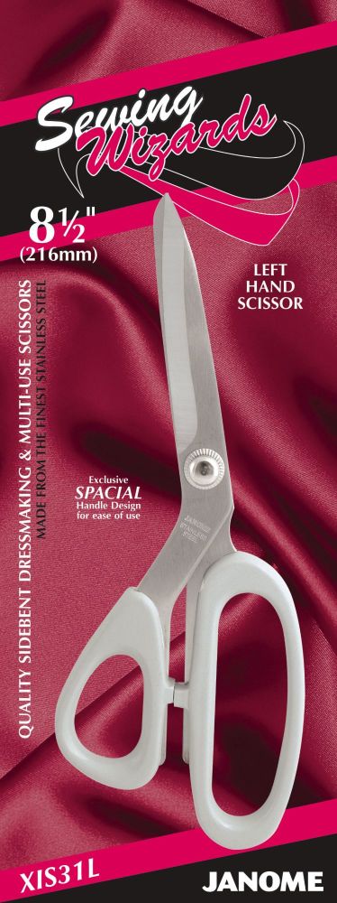 Janome Wizards 9" LEFT HANDED sidebent dressmaking scissor, grey handle