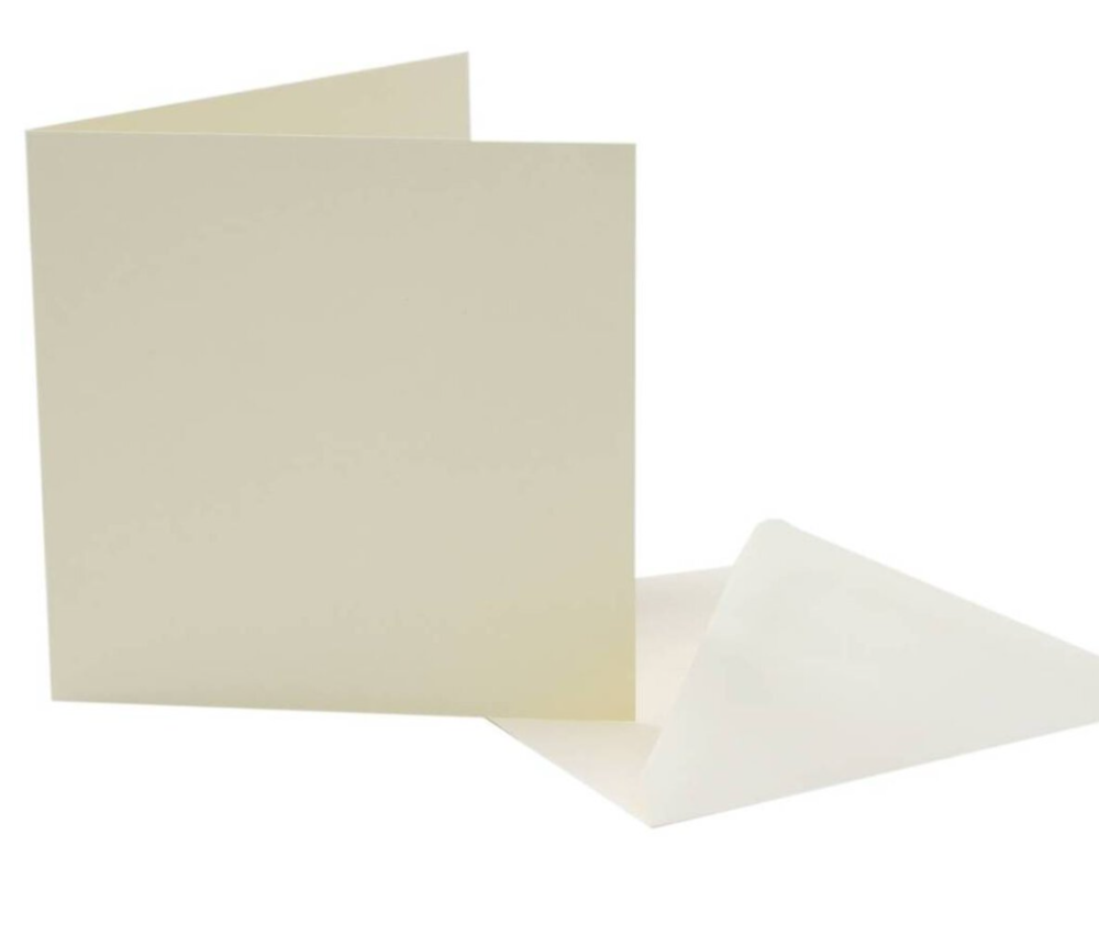 CREAM cards and cream envelopes 4 x 4 inches pack of 5, 300gsm
