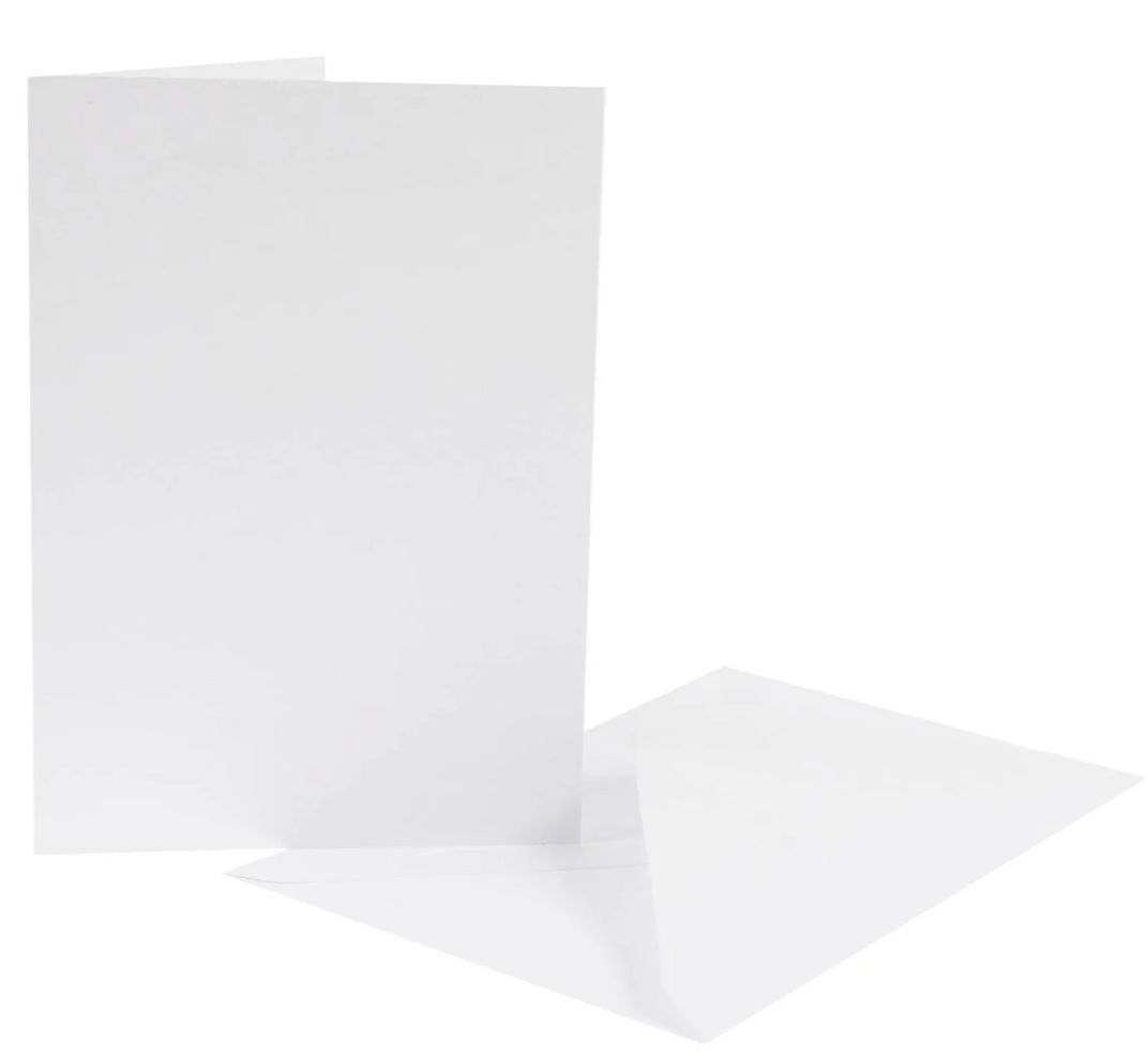  WHITE cards and envelopes A6   pack of 5 300gsm