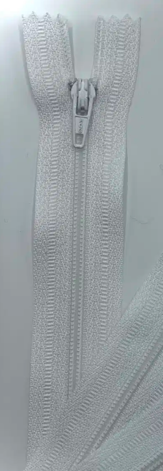  25cm WHITE closed end nylon zip