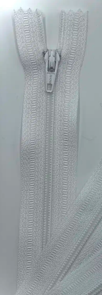 <!-- 018--> 30cm (12inch) WHITE closed end nylon zip