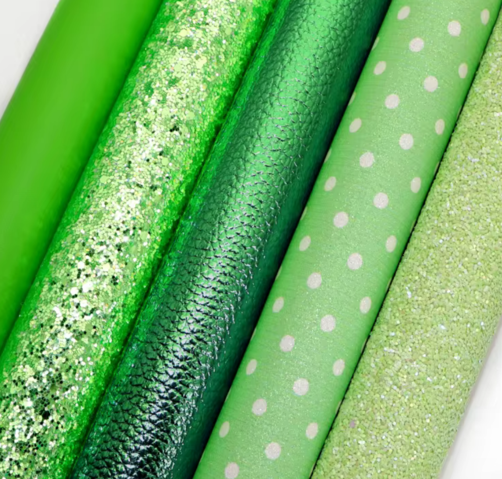 5 pieces greens, faux leather, look and feel amazing, DIY