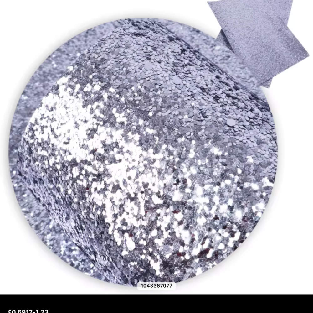  BRIGHT SILVER chunky glitter vinyl 30cm x 140cm