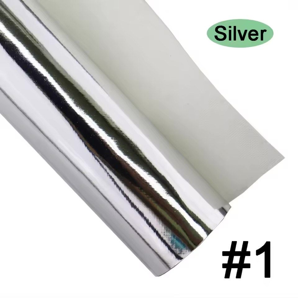  #1 SILVER 30CM X 22CM high gloss faux PU Leather