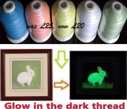  SPECIAL PRICE for HALLOWEEN DESIGNS Simthread larger 1000m GLOW IN THE DARK Threads