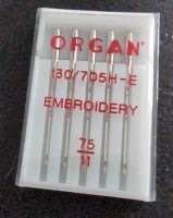 ORGAN embroidery  needles 50 needles  75/11 10 PACKETS  of 5 needles 705H/130-E