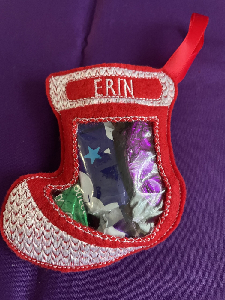 In The Hoop Peek A Boo Stocking Hanger Digital Download Machine Embroidery Design File 4x4 Hoop