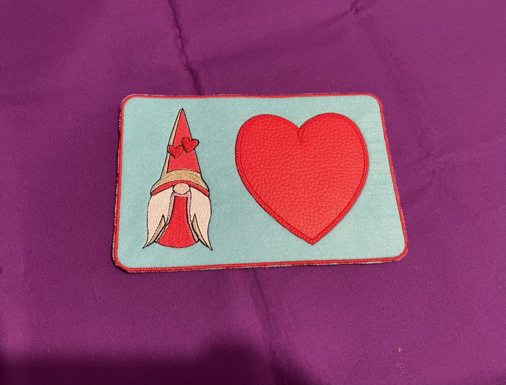 In The Hoop Valentine Gnome Pretty Round Edge Mug Rug Digital Download Machine Embroidery Design File 5x7 Hoop