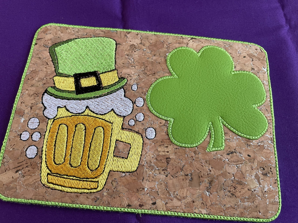 In The Hoop St Patricks Day Pretty Round Edge Mug Rug Digital Download Machine Embroidery Design File 5&times;7 Hoop