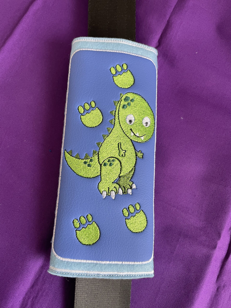 In The Hoop Dinosaur Seat Belt Cover Digital Download Machine Embroidery Design File 8&times;8 or 12&times;8 Hoop