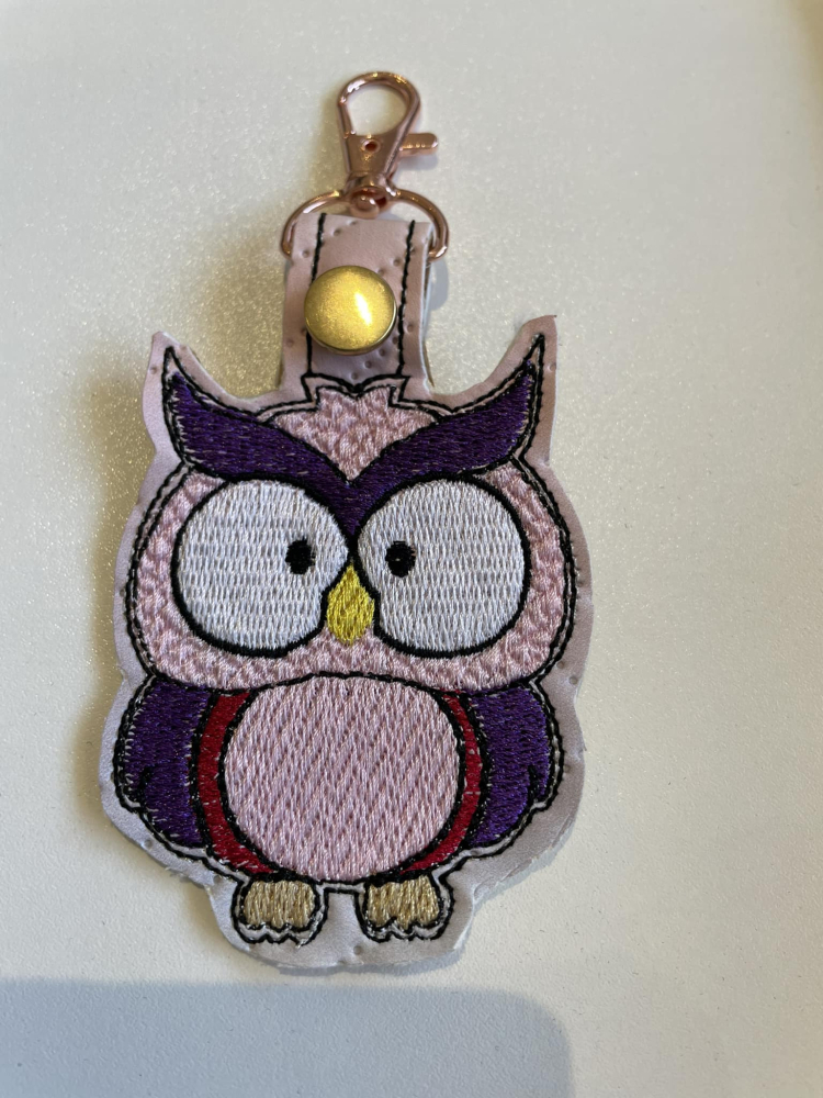 In The Hoop Olive The Owl Single & Double Keyring Digital Download Machine Embroidery Design File 4x4 & 5x7