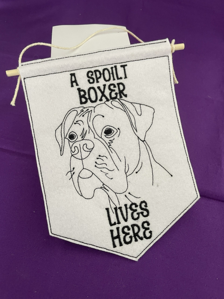 In The Hoop Boxer Door Hanger Digital Download Machine Embroidery Design File 5&times;7 Hoop