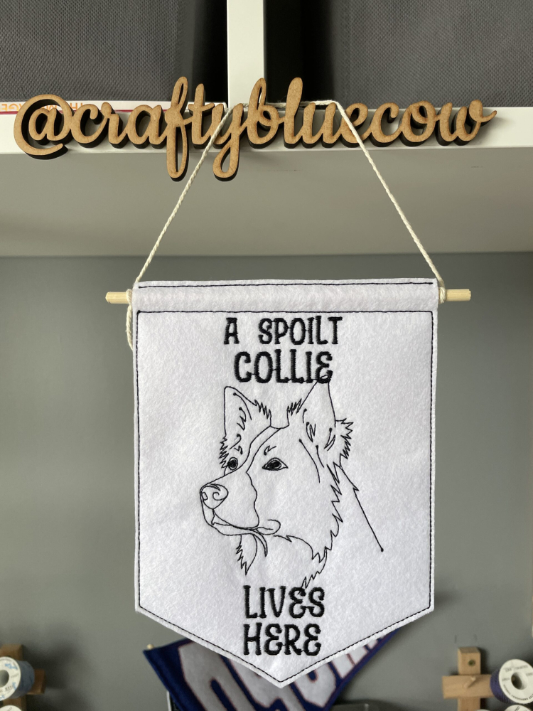 In The Hoop Collie Door Hanger Digital Download Machine Embroidery Design File 5&times;7 Hoop