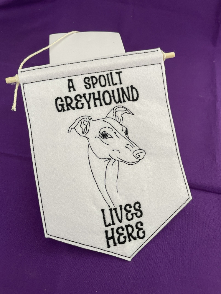 In The Hoop Greyhound Door Hanger Digital Download Machine Embroidery Design File 5&times;7 Hoop