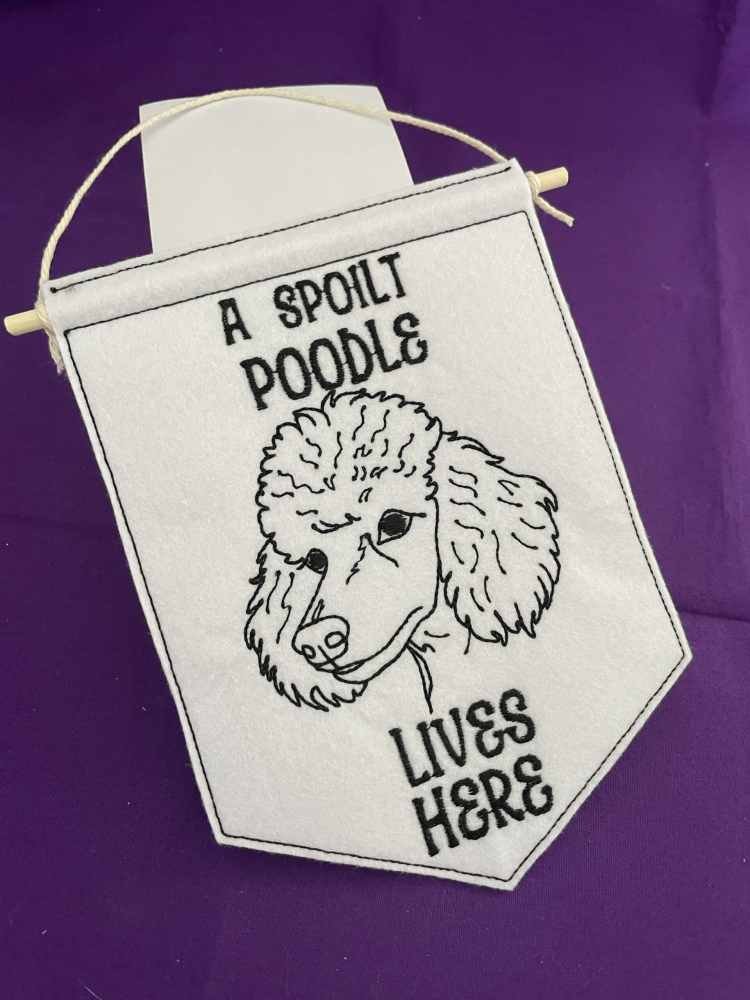 In The Hoop Poodle Door Hanger Digital Download Machine Embroidery Design File 5&times;7 Hoop