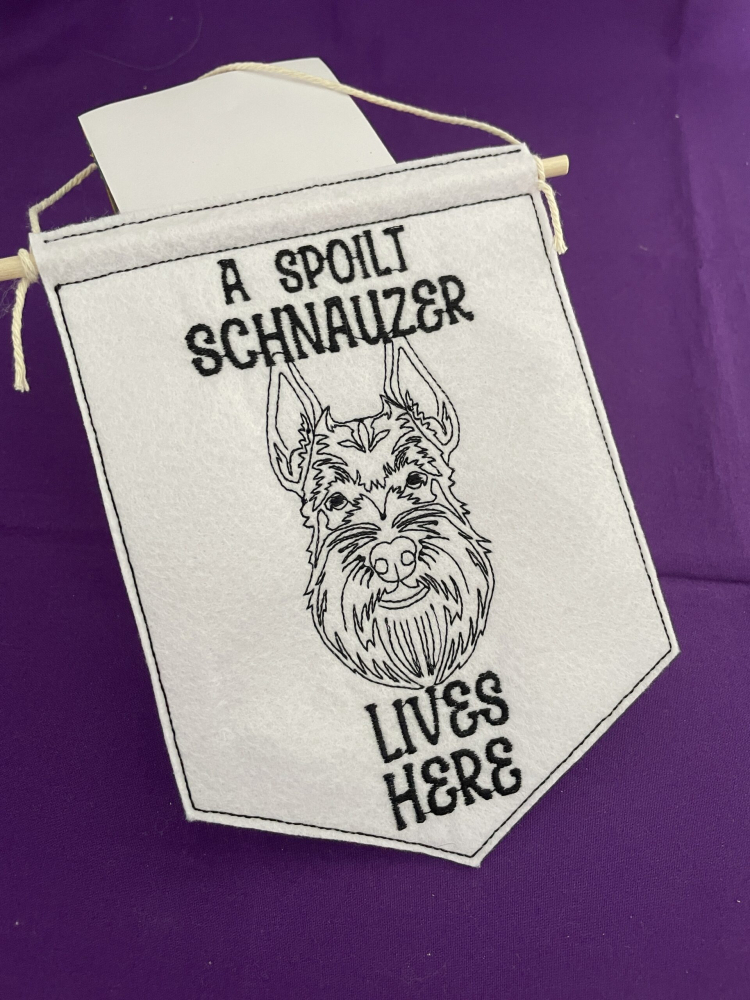 In The Hoop Schnauzer Door Hanger Digital Download Machine Embroidery Design File 5&times;7 Hoop