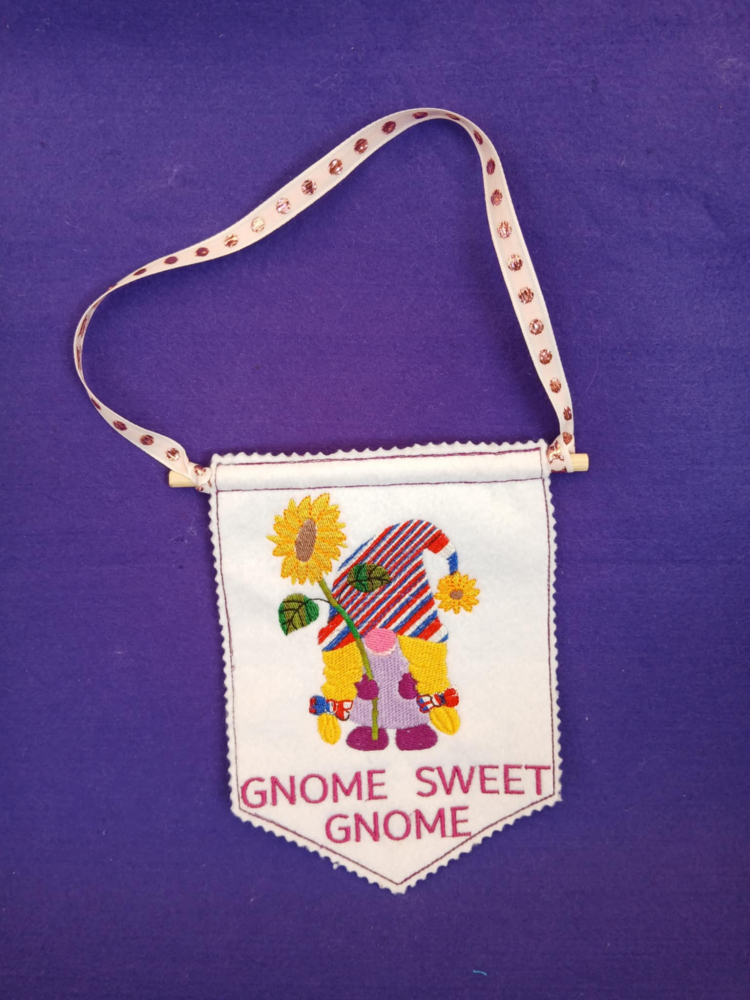 In The Hoop Gnome Sweet Gnome Door Hanger Digital Download Machine Embroidery Design File 5&times;7 Hoop