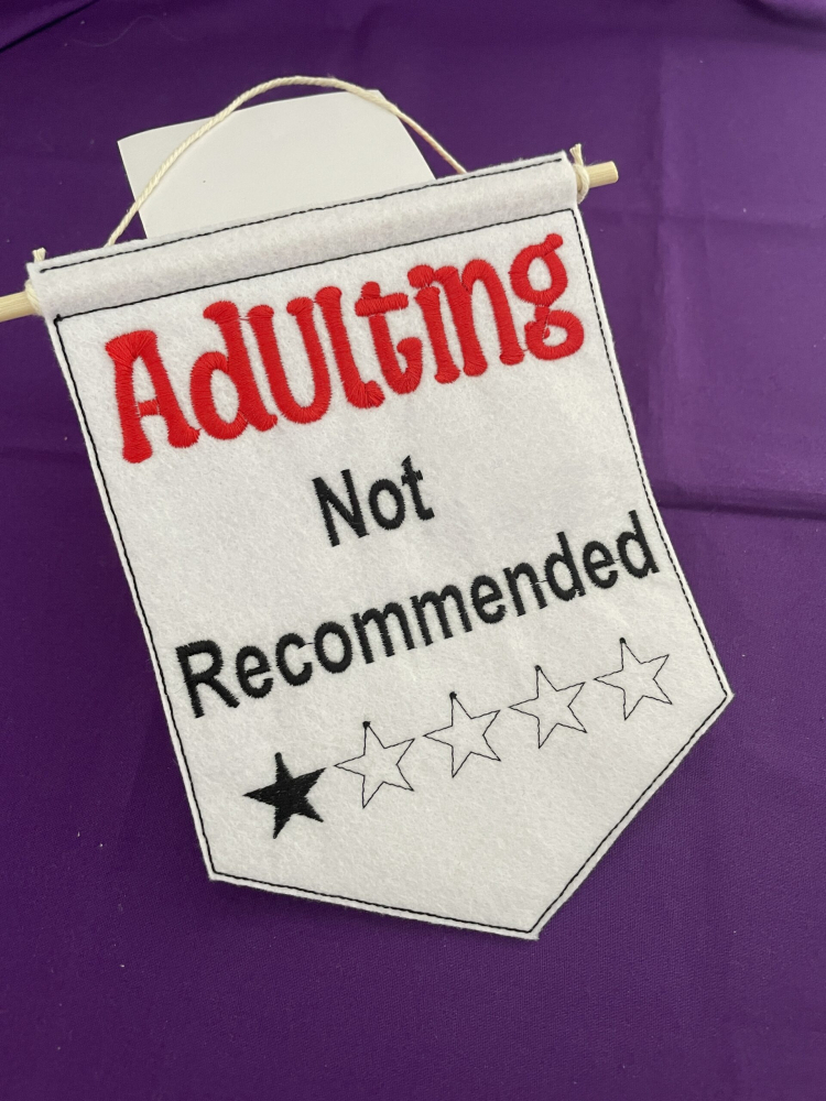 Humorous In The Hoop Adulting Door Hanger Digital Download Machine Embroidery Design File 5&times;7 Hoop