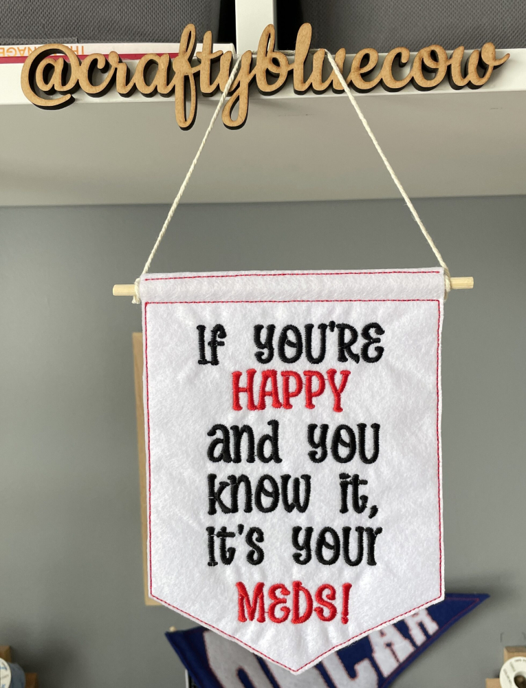 In The Hoop Humorous Happy and You Know It Door Hanger Digital Download Machine Embroidery Design File 5&times;7 Hoop