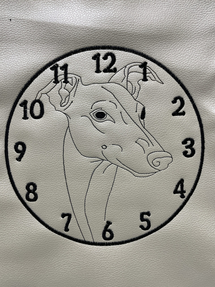 In The Hoop Greyhound Clock Face Digital Download Machine Embroidery Design File 8&times;8 or 12&times;8 Hoop