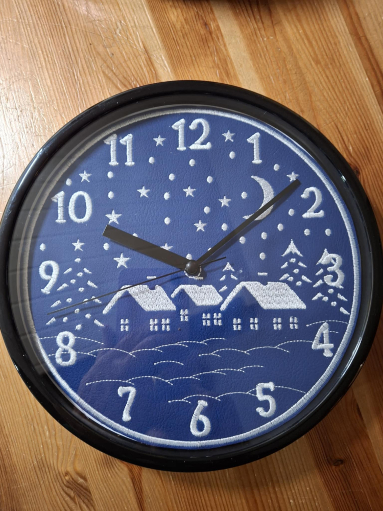 In The Hoop Winter Scene Clock Face Digital Download Machine Embroidery Design File 8&times;8 or 12&times;8 Hoop