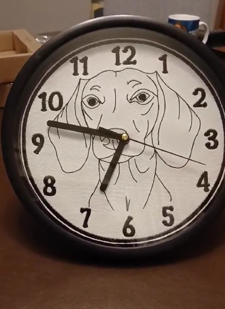 In The Hoop Dachshund Clock Face Digital Download Machine Embroidery Design File 8&times;8 and 12&times;8 Hoop