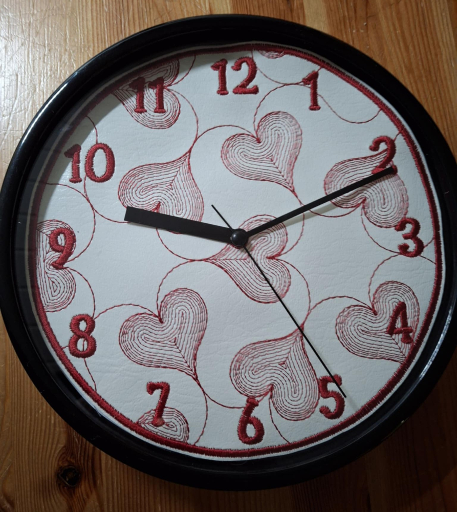 In The Hoop Sketchy Heart Clock Face Digital Download Machine Embroidery Design File 8&times;8 or 12&times;8 Hoop