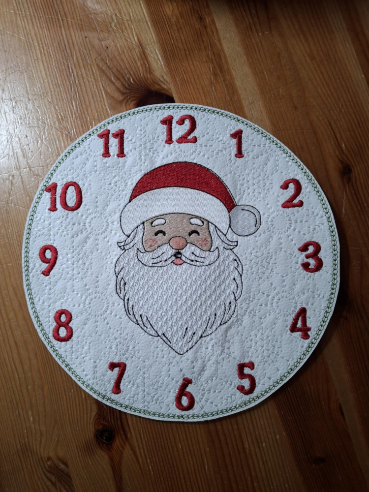 In The Hoop Santa Clock Face Digital Download Machine Embroidery Design File 8&times;8 or 12&times;8 Hoop