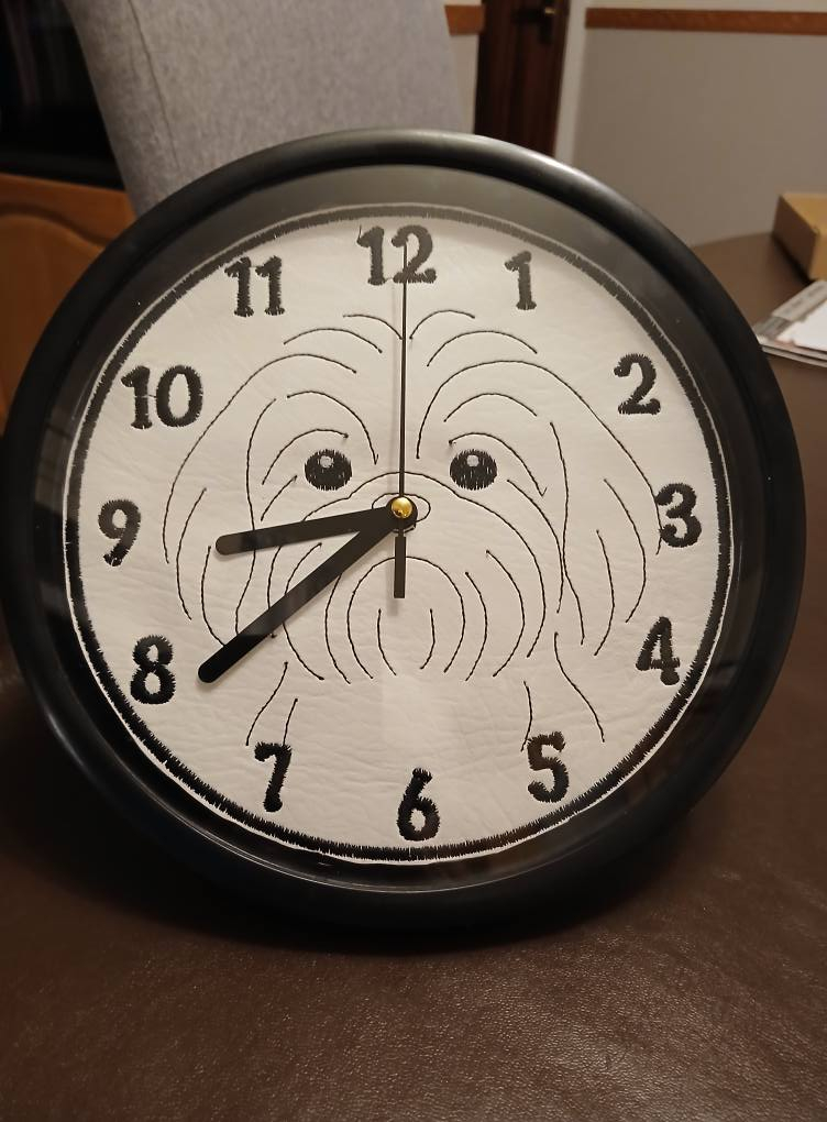 In The Hoop Shihtzu Clock Face Digital Download Machine Embroidery Design File 8&times;8 or 12&times;8 Hoop