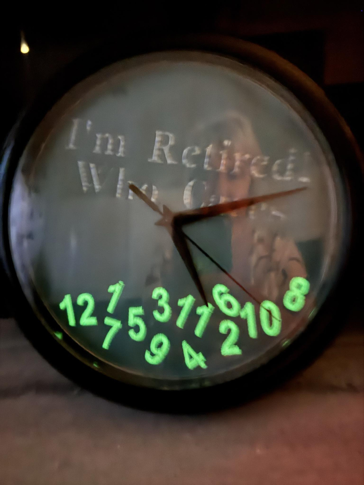 In The Hoop Retirement "Who Cares" Clock Face Digital Download Machine Embroidery Design File 8&times;8 or 12&times;8 Hoop