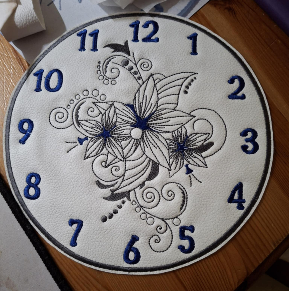 In The Hoop Floral Clock Face Digital Download Machine Embroidery Design File 8&times;8 or 12&times;8 Hoop